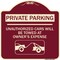 Signmission Private Parking Unauthorized Cars Will Towed Owners Expense Alum Sign, 18" L, 18" H, BU-1818-23268 A-DES-BU-1818-23268 - alternate 1